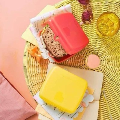 Tupperware Eco Sandwich Keepers Set of 2 (Red & Yellow) NEW BPA Free
