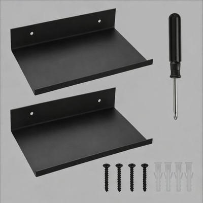 Schwebendes Wandregal 2er Set schwarz Metall kleine Vitrinenregale platzsparend
