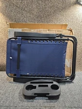 Folding Reclining Lounge Chair Outdoor Zero Gravity Recliner w/ Side Tray