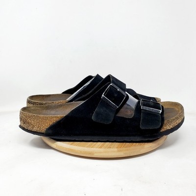 Birkenstock Arizona Sandals 45 Mens Black Suede Slide Straps  display picture 3