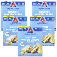 Atkins Protein Wafer Crisp Snack Lemon Cr me   5 Bars Each Pack of 5 Boxes 