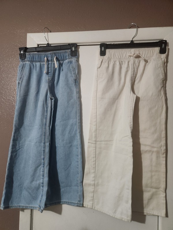 Lots of 2 Excellent Girls Old Navy Baggy Pants,Denim & Creme, Sz. M (8)