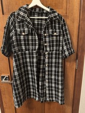 Women’s SHEIN Tweed Black & White Dress With Buttons Size Large NEW