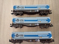 Rake Of 3 Dapol NB-061B N Gauge VTG Wagons. With Telescopic Hoods