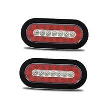 2Pcs 6.3" inch Oval Truck Trailer Led Tail Lights 23 LEDs Stop Brake Lights