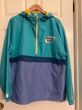 Dutch Bros Jacket Men's Extra Large Blue Windbreaker Quarter-Zip Hooded Pullover
