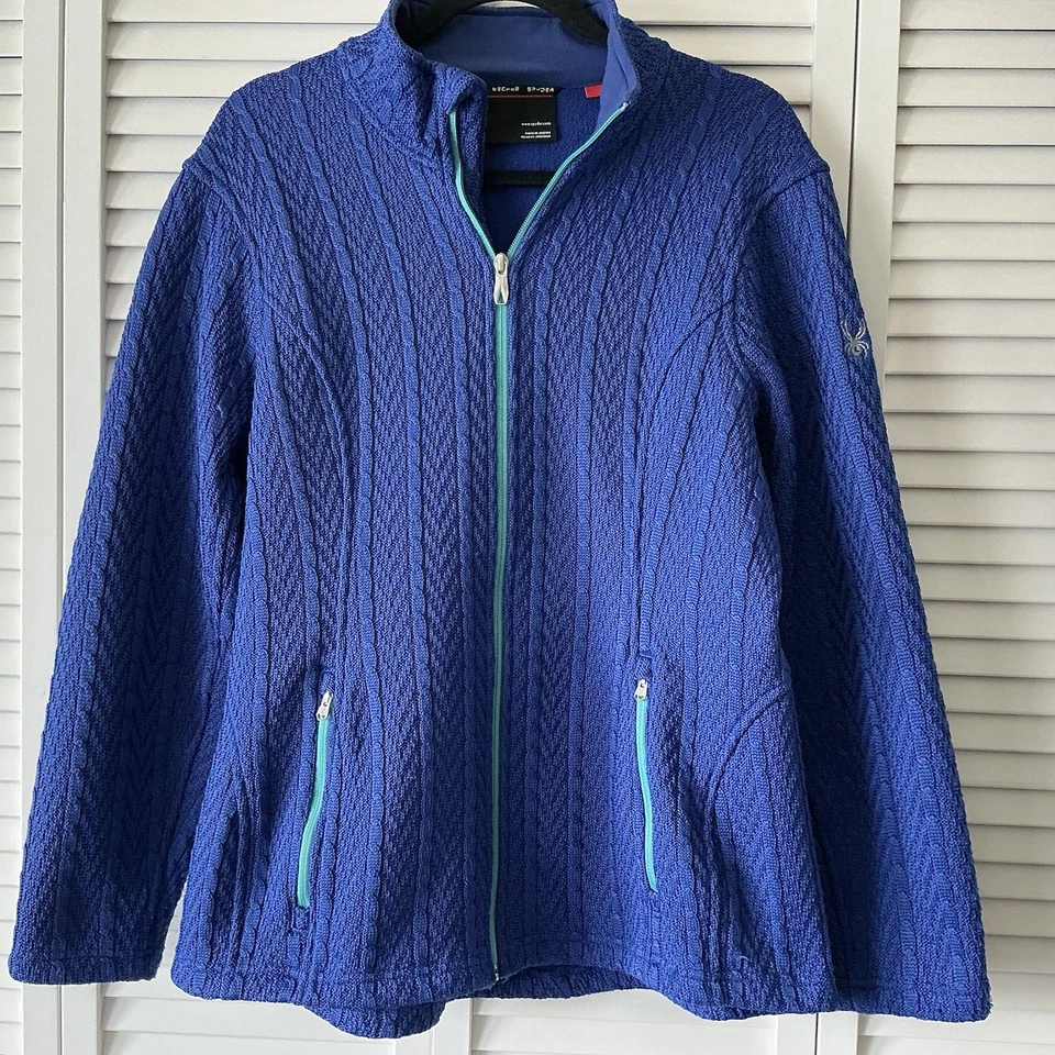 Chaqueta Spyder Major Cable Stryke Talla XL Azul Núcleo Suéter Cremallera Deportiva Versátil Foto 4 de 4