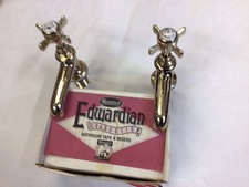 A Pair of Antique Gold Brass Bath Taps. New & In Original Box