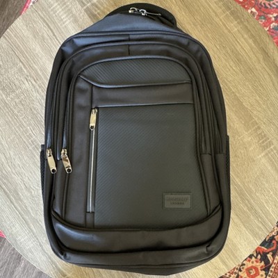 Duchamp London Black Solid Laptop Backpack Padded Sleeve Trolley Strap
