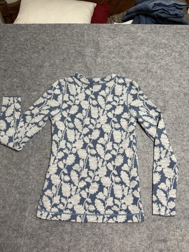 Loft Women's Blue & Gray Floral Long Sleeve Women’s Size Medium - Picture 10 of 10