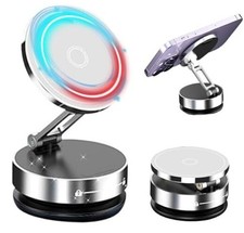 Magnetic Vacuum Suction Car Phone Holder - 360  Adjustable, 5KG Strong Silver