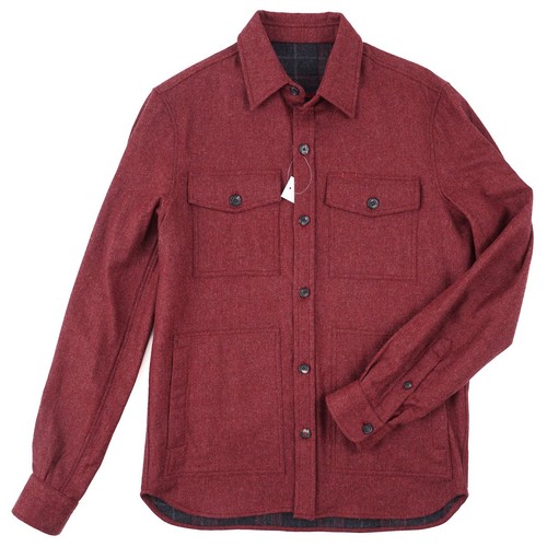 Isaia Burgundy Soft Flannel Wool-Cashmere Overshirt S Shirt-Jacket NWT Imperfect