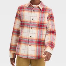 Boys' Long Sleeve Plaid Flannel Button-Down Shirt - Cat Jack Orange Med 8