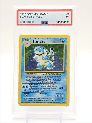 BLASTOISE 1999 POKEMON GAME BASE SET RARE HOLO 2/102 PSA 1 Q4444