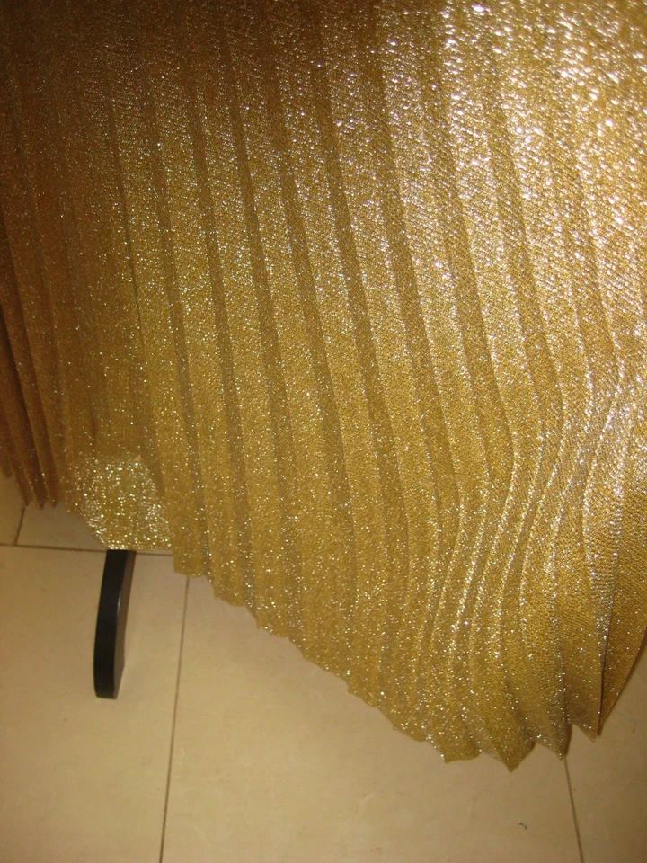 Vintage Teddi Ca 3 piezas oro metálico encaje acordeón plisado blusa tanque falda conjunto 8 Foto 3 de 4