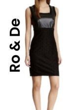 Ro & De  Womens Black Faux Leather Lace Mini Dress Sz M Clubbing Goth Grunge  