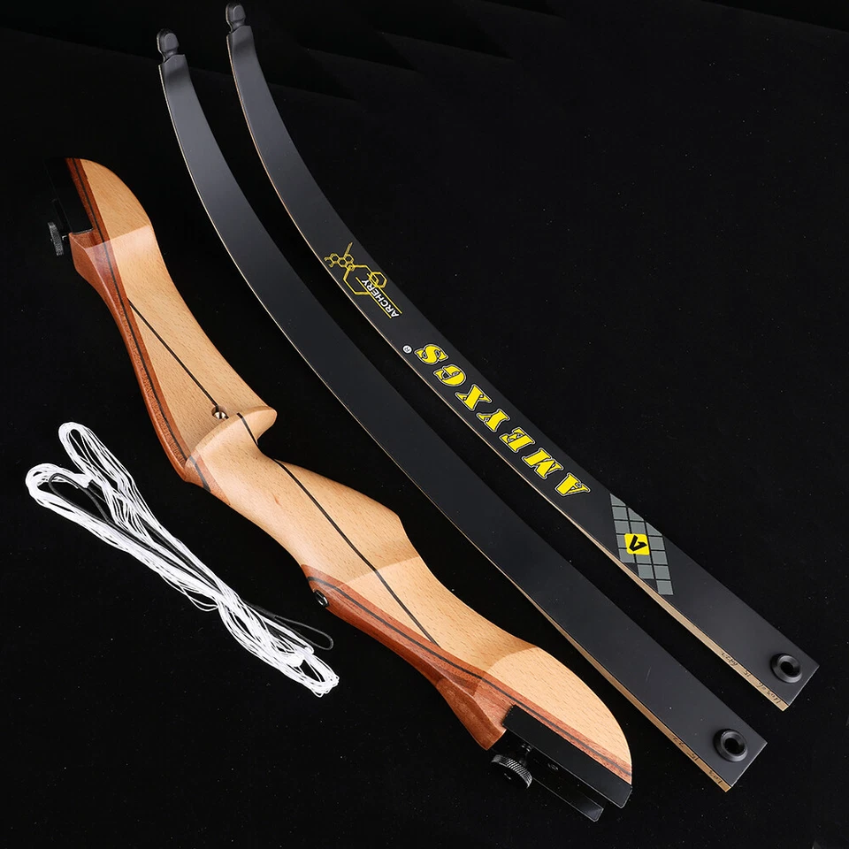 Recurve Bow Set 66''68''70'' Wooden Takedown14-40lb Arrow Archery Hunting Target - Image 2 of 4
