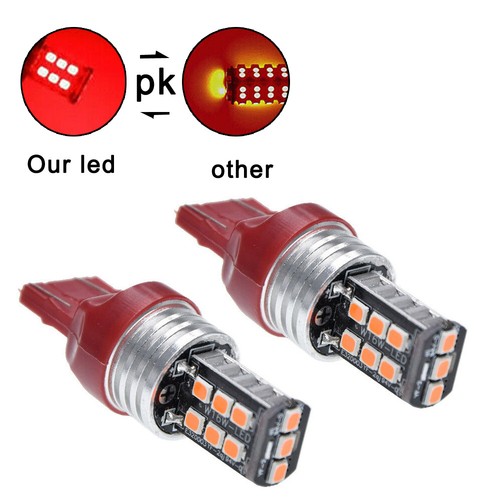 2x T20 7443 15 LED RED Dual Filament Bulb Car Brake Lamp Turn Signal Tail Light - Picture 4 of 13