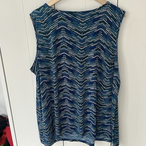 Catherines Top Size 3x Sleeveless Colorful Blue Print Vacation Travel Comfort * - Picture 5 of 5