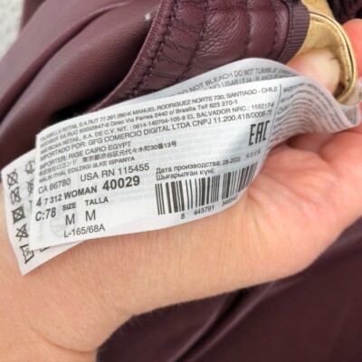 まち MNG Faux Leather Dress Pants Womens Medium Burgundy Tapered Leg