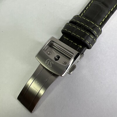 Authentic GRAND SEIKO 19mm GREEN Leather Band Strap & Deployant