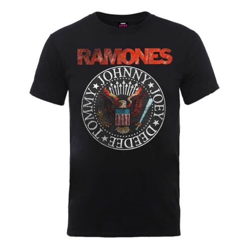 The Ramones Vintage Eagle Seal Black Loose T-Shirt - Rock Merch - Picture 1 of 2