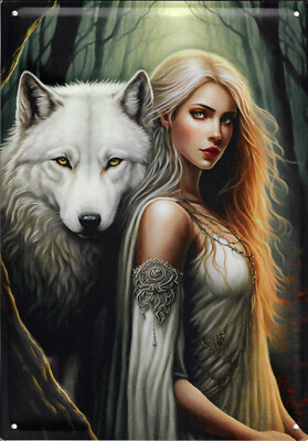 Metallplatte LOUP BLANC & ELFE - 40 X 30 CM