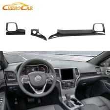 3X Black Wood Grain Center Console Dashboard Panel Trim For Grand Cherokee 11-20