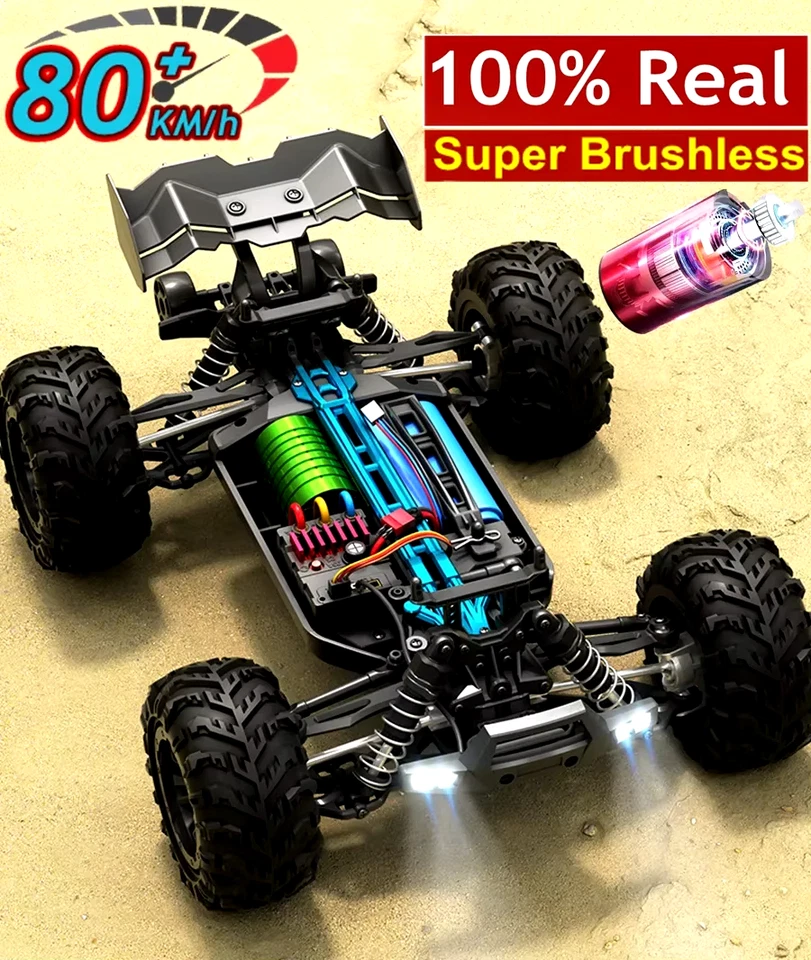 Voiture RC Tout-Terrain 4X4 1:16 - Camion de Course Haute Vitesse 80 km/h, Téléc Foto 4 de 4