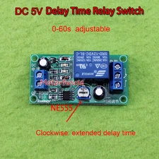 DC5V NE555 0~60 Seconds Delay Timer Time Relay Switch Adjustable Turn off Module