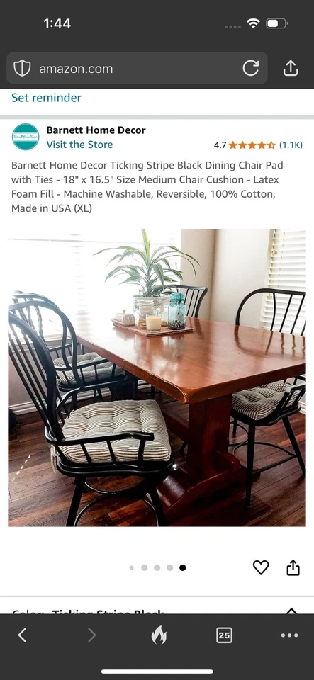 Pacote com 6 listras-taque preto-barnett decoração para casa-cadeira de jantar almofada-lavagem à máquina - Imagem 2 de 4