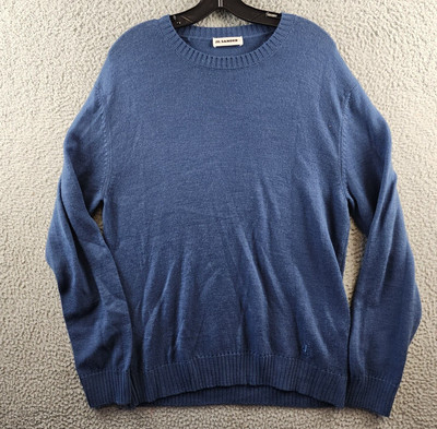 JIL SANDER Logo-Embroidered Sweater Men's 50IT/40US L Blue Pullover Style L/S