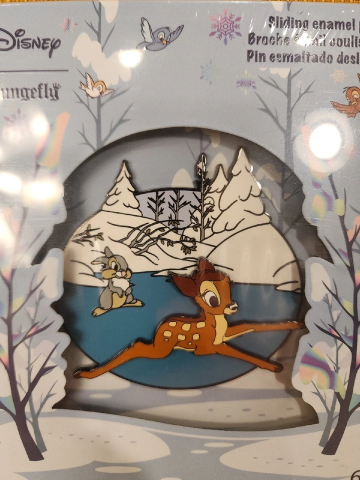 Broche esmaltado Loungefly Disney Bambi & Thumper On Ice Skating Sliding 3" LE NOVO - Imagem 3 de 4
