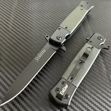 8.75” Military Green G10 Handle Spring Assisted Open Blade Folding Pocket Knife