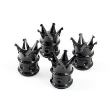 4 Black King Crown Cnc Billet Aluminum Tire Valve Stem Caps For Dodge Suv Truck