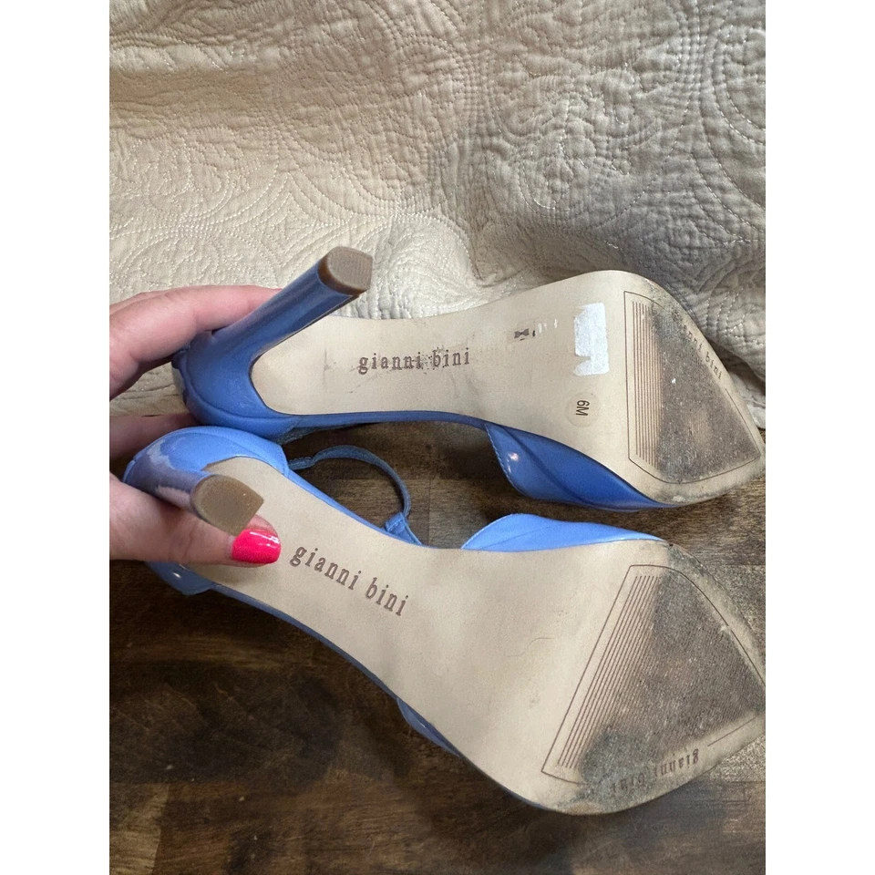 Zapatos de tacón Gianni Bini correa en T punta plataforma azul talla 6M Foto 4 de 4