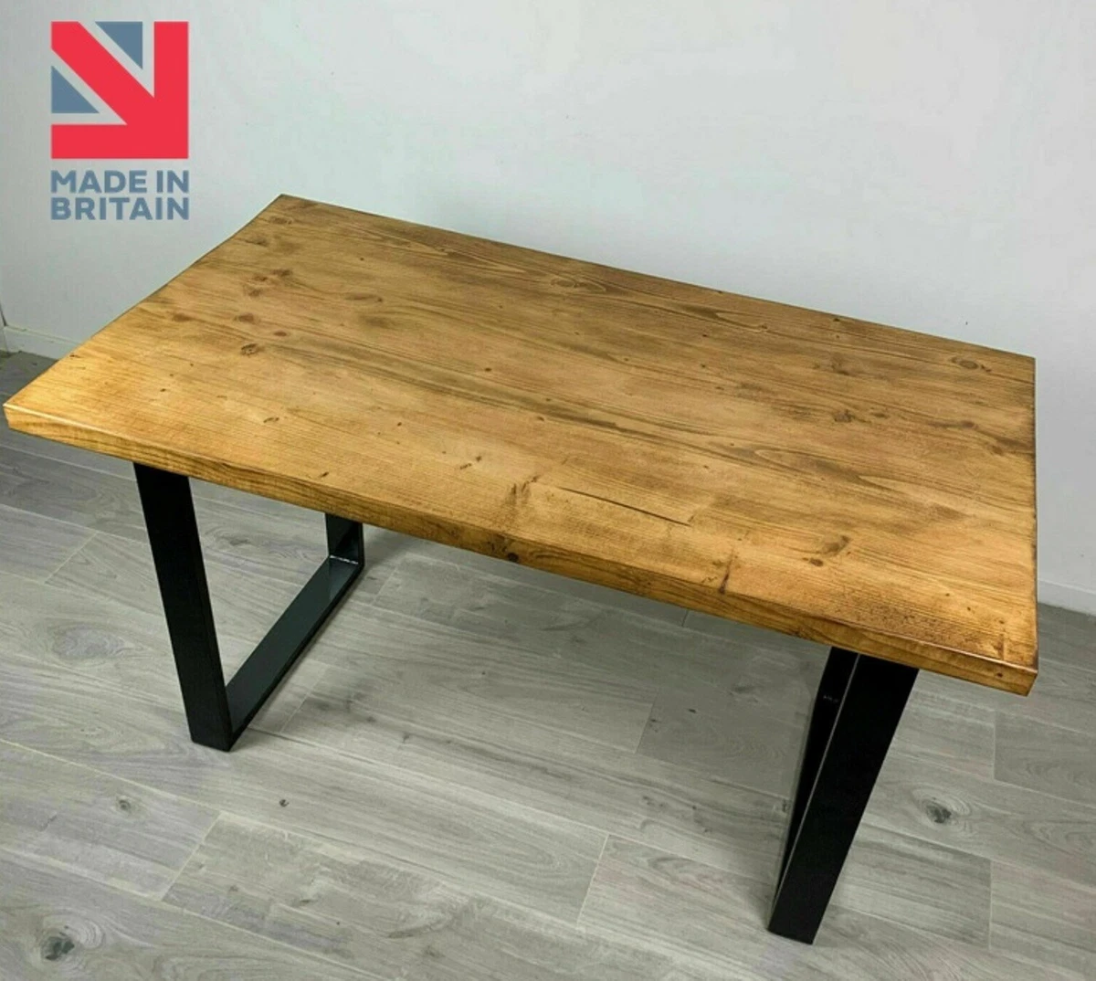NEW INDUSTRIAL SOLID WOOD OAK COLOUR RUSTIC HANDMADE CHUNKY DINING DESK TABLE