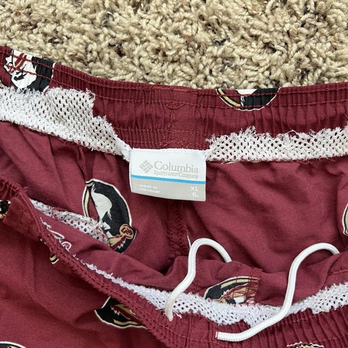 FSU Seminoles Columbia PFG Mens Sz XL Swim Trunks Florida State 5” No Liner - Picture 2 of 5