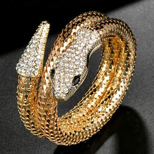 6 X Shimmering Gold SNAKE Charming COIL Rhinestone Wraparound BRACELET