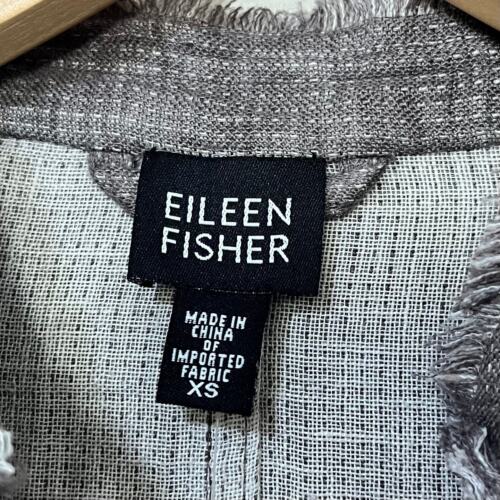 Eileen Fisher Irish Linen Long Jacket Size XS Gray Lagenlook Goblincore Forest - Picture 10 of 13