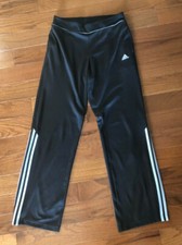 Ladies Black w/3 Stripes Adidas Activewear Jogging Workout Pants Sz Sm - DD