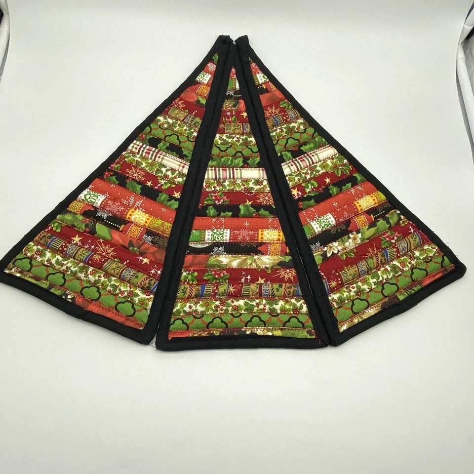 Maceta de árbol de Navidad hecha a mano soporte de plato caliente retazos Foto 3 de 4