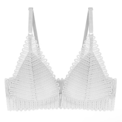 2 White padded wireless front close bra