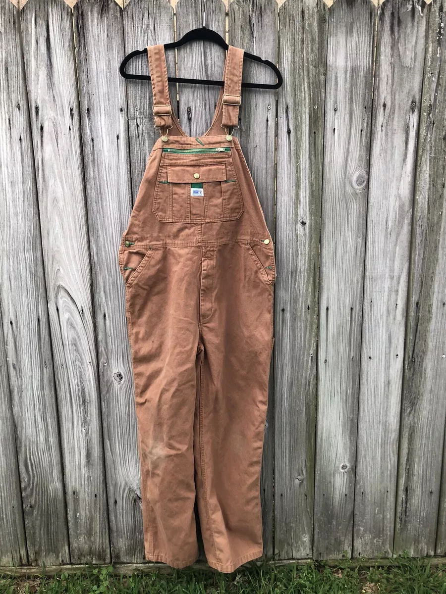 Liberty Canvas Bib Overalls Work Wear Carpenter Brown Khaki 36x32