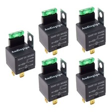 5-Pack 12V 5-Pin Relay Built in Fuse 30A/40A SPDT Automotive Metal Mounting Tab