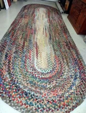 Handmade Vintage Amish Country Braided Thick Wool Rug Size  6' 1/2" x 18' 1/4" 