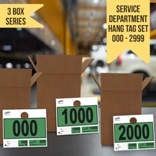 Versa-Tags 3000 Green Automotive 3 Part Dispatch Numbers Mirror Hang Tags
