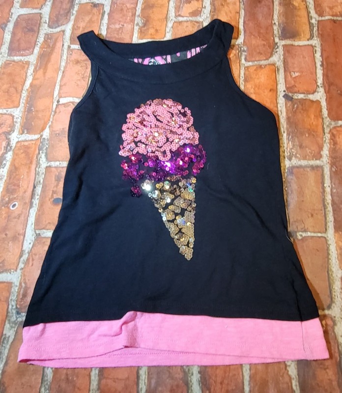 Justice Girls Sequin Ice Cream Tank Shirt Sz 8 Guc