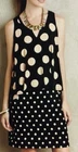Anthropologie Maeve Black Beige Huge Polka Dot Shift DAVINA Dress Size Small