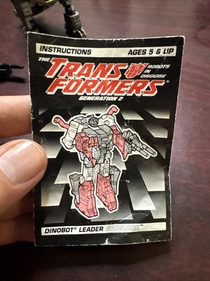 Transformers Original G2 1992 Plata Dinobot Grimlock Completo con Folleto Foto 2 de 4
